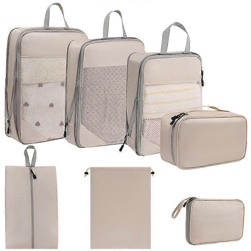 Travel storage bag set, multi-category item classification, with compression function