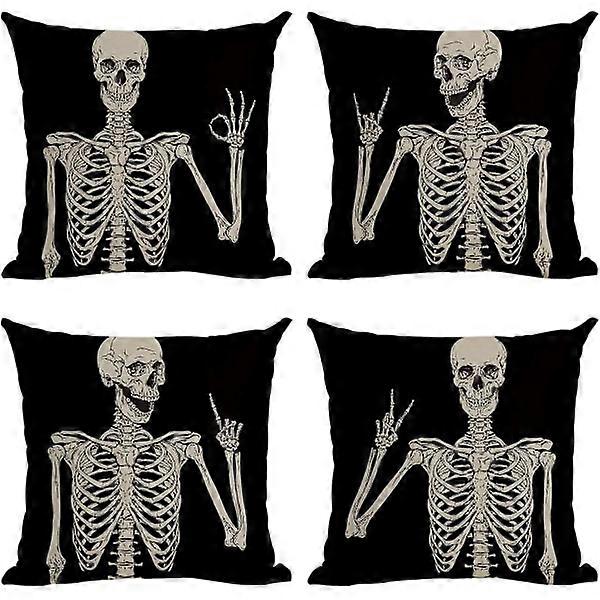 Skull Pillowcase Pillowcase Set of 4 Retro Halloween Pillowcase