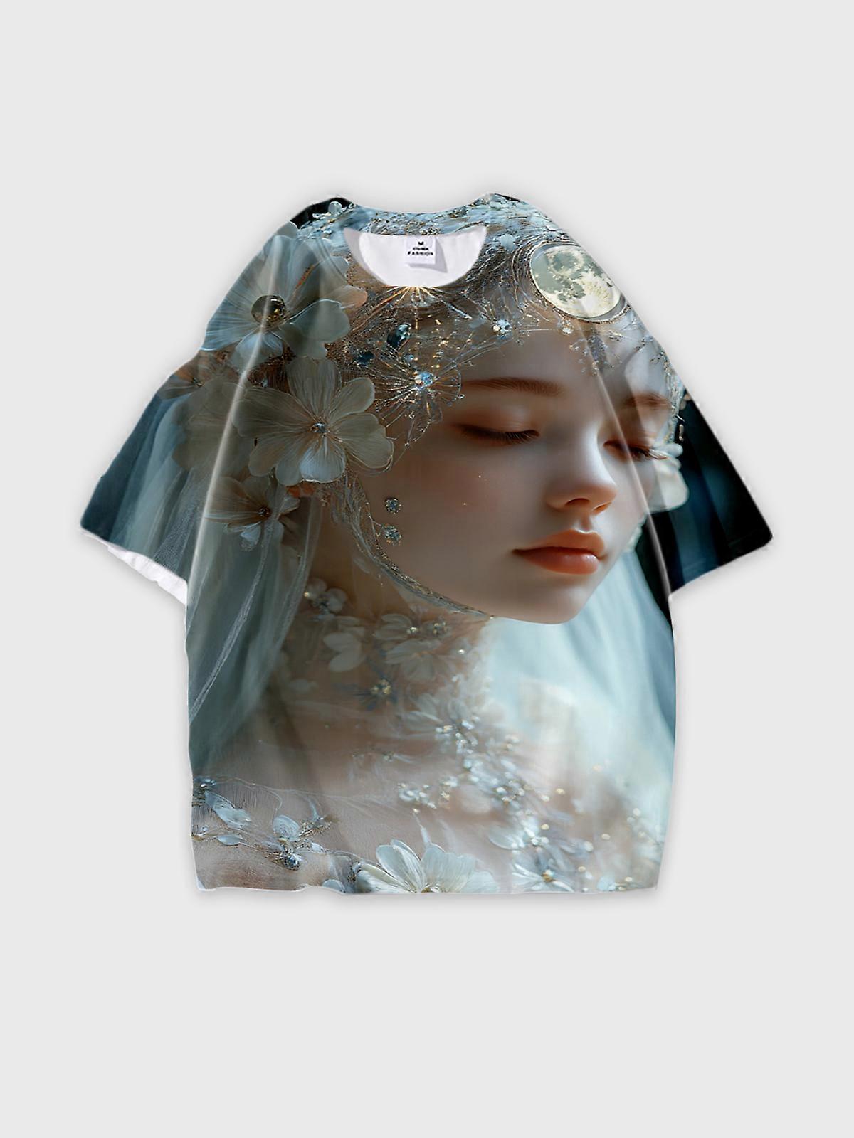 T-Shirt Short Sleeve Round Neck, Summer Casual Loose Graphic Tee, Unisex Pattern V2191