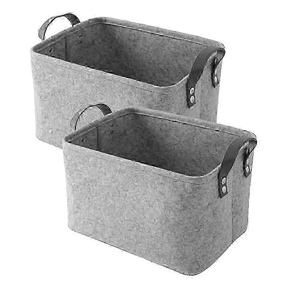 2-Pack Rectangular Felt Storage Bins with Handles for Clothes, Towels, Toiletries, Baby Items