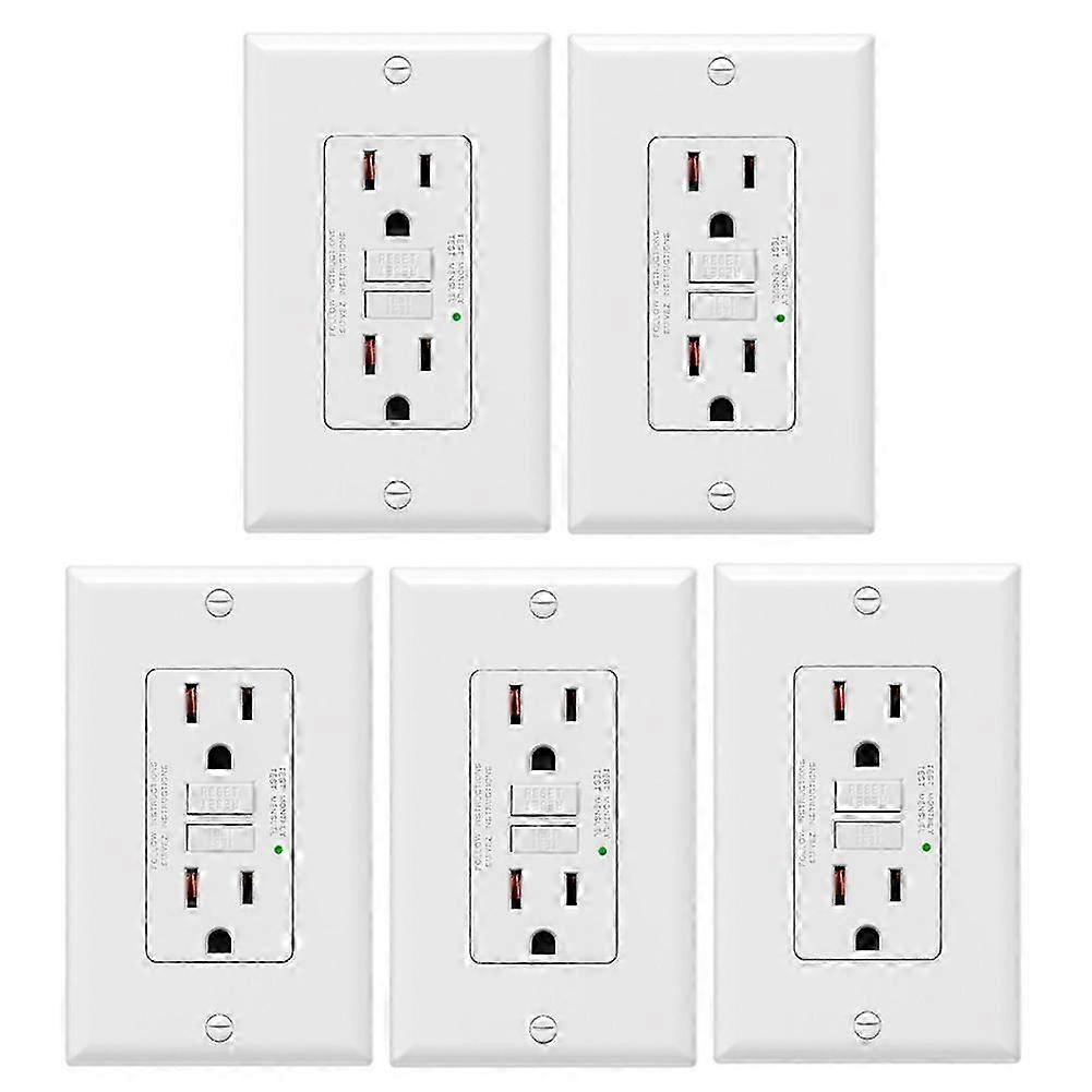 5Pack GFCI Outlets 15 Amp, Non-Tamper, Decor GFI Receptacles with LED Indicator