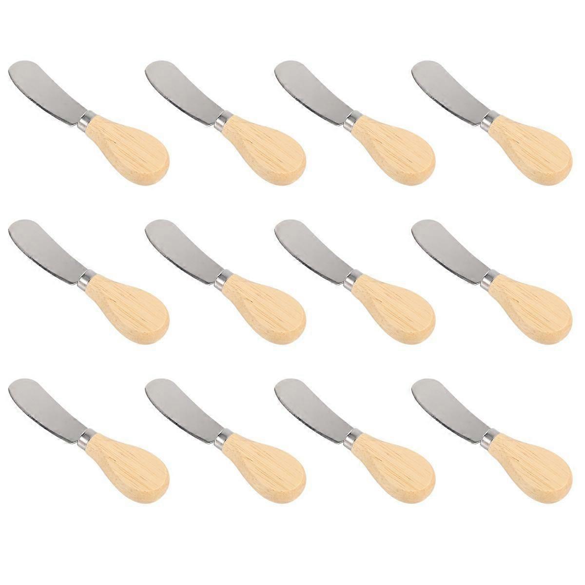 12 Pcs Cheese Spreader Butter Spreader Knives with Wood Handle Sandwich Cream Cheese Cake Condiment