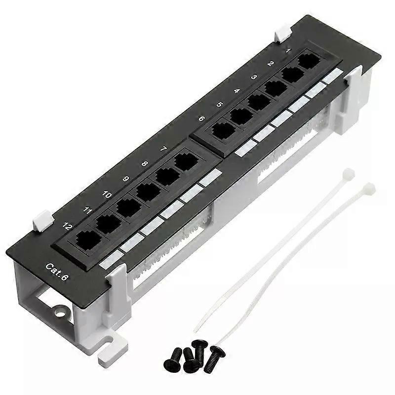 Network Tool Kit 12 Port CAT6 Patch Panel RJ45 Networking Wall Mount Rack with Surface Wall Mount Bracket