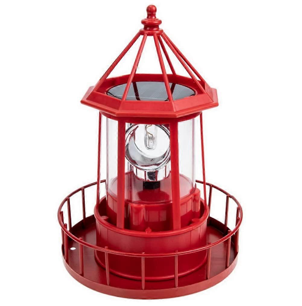 Solar Powered LED Rotating Lighthouse Night Light Outdoor Garden Decor Red Color