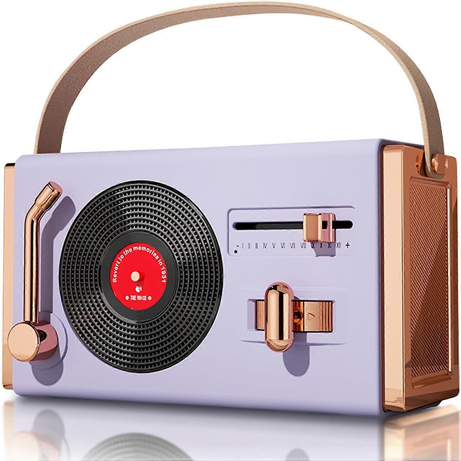 Retro Bluetooth speaker, small and portable, suitable for bedroom and office decoration(Purple)