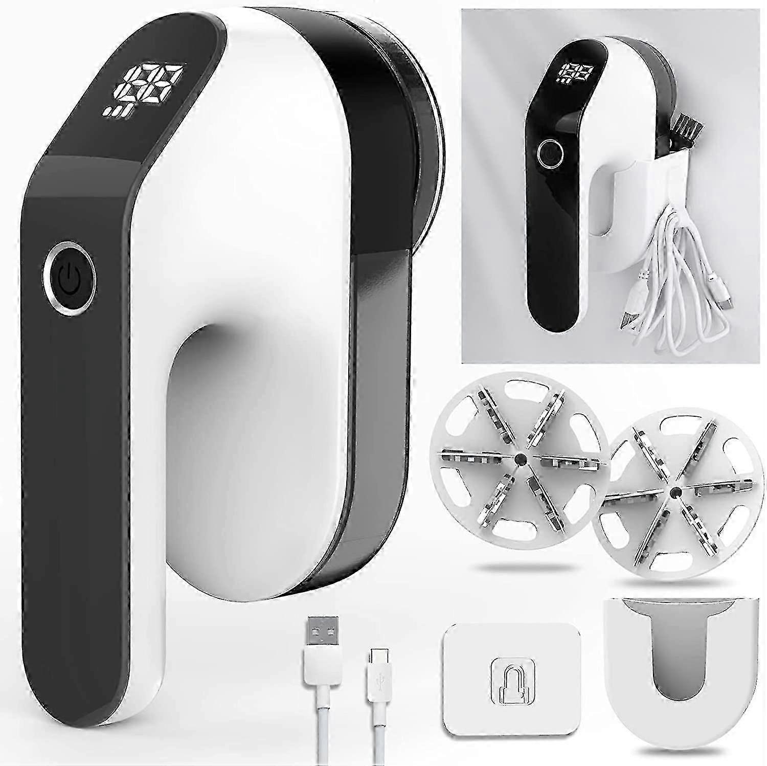 Electric Lint Remover, Fabric Shaver with 3 Speeds, LED Display, 2 Replaceable 6-Blade Heads for Clothes & Furniture