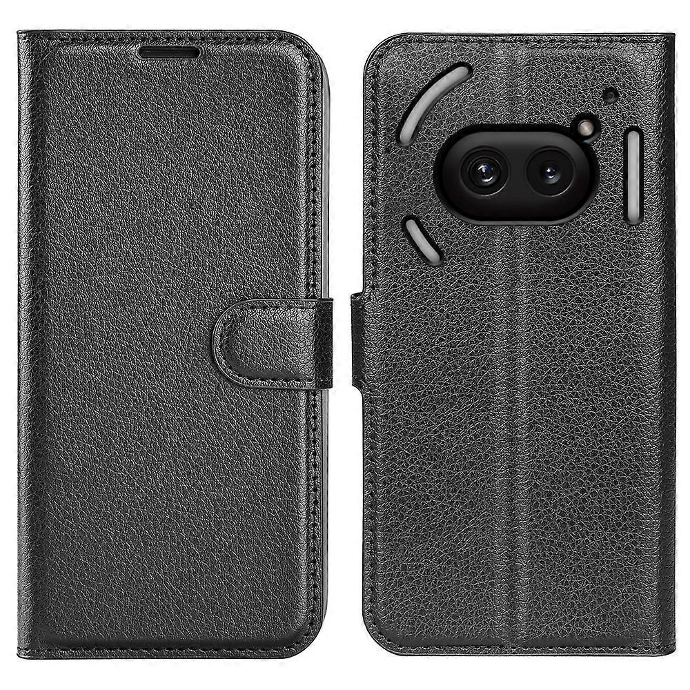 Compatible For Nothing Phone (2a) Case Litchi Texture Leather Folio Stand Card Holder Phone Cover