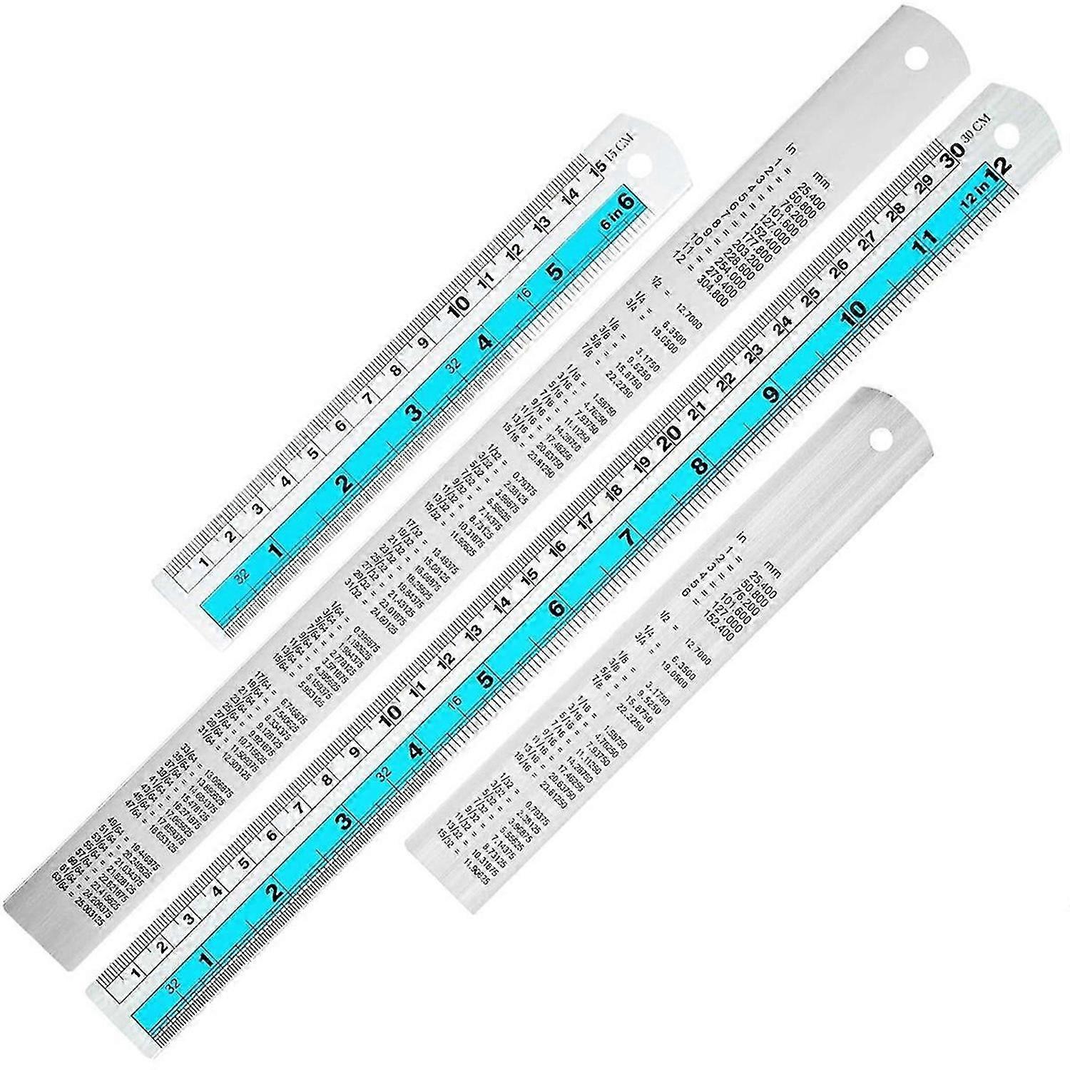 12+6 Inch Metal Ruler Set, Perfect for DIY Projects, Blue