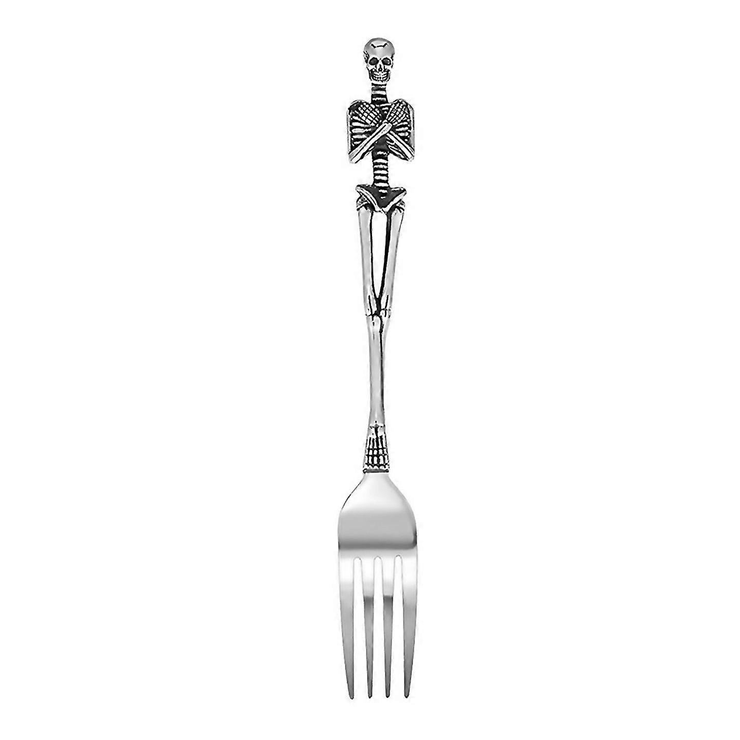 For Halloween Fork Skeleton Skull Handle Tableware Vintage