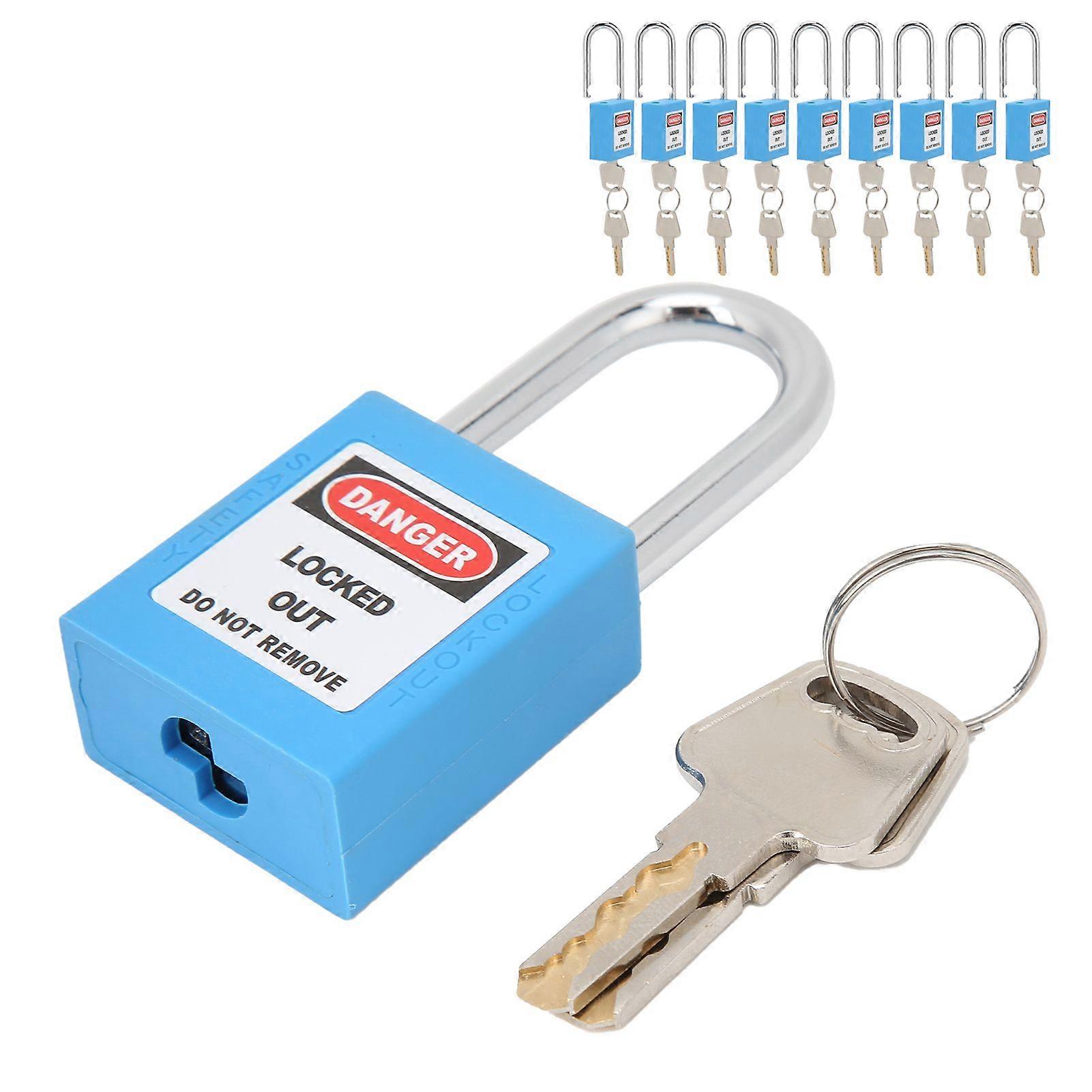 10 ensembles de cadenas de sécurité de 1,5 pouce serrure anticorrosion isolée par poutre en acier pour la fabrication de machines industrielles (bleu)