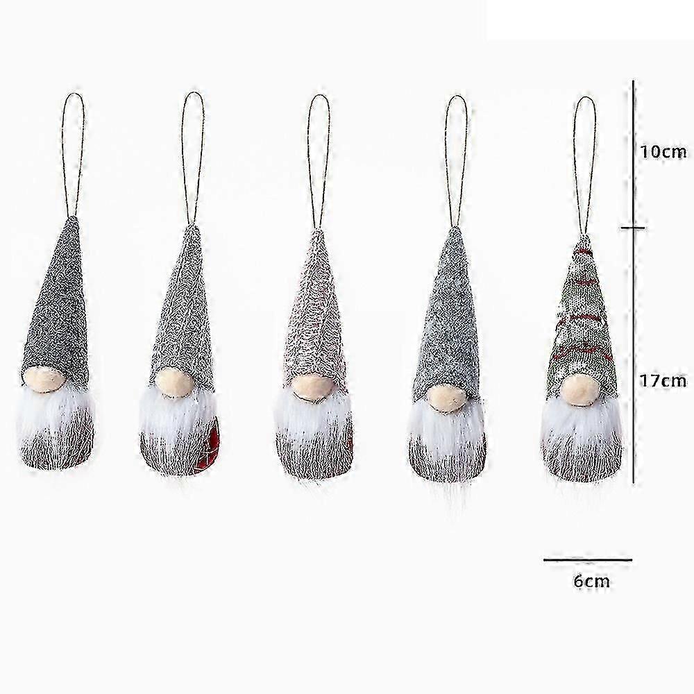 5Pcs Christmas Faceless Gnome Gonk Dwarf Plush Doll Pendant Hanging Ornaments Set Home Xmas Tree Fireplace Decorations