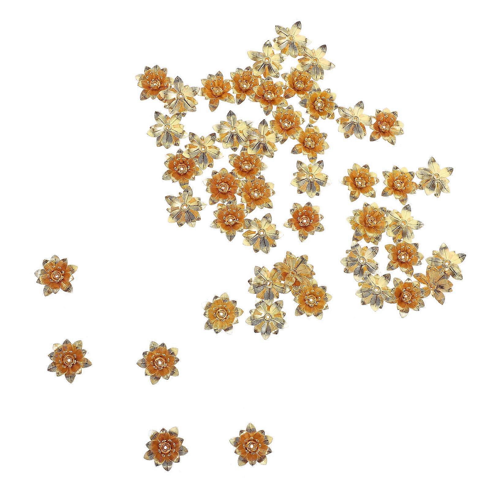 Flower Accessory Parts Jewelry Charms for Decoration 50Pcs Golden DIY Charms