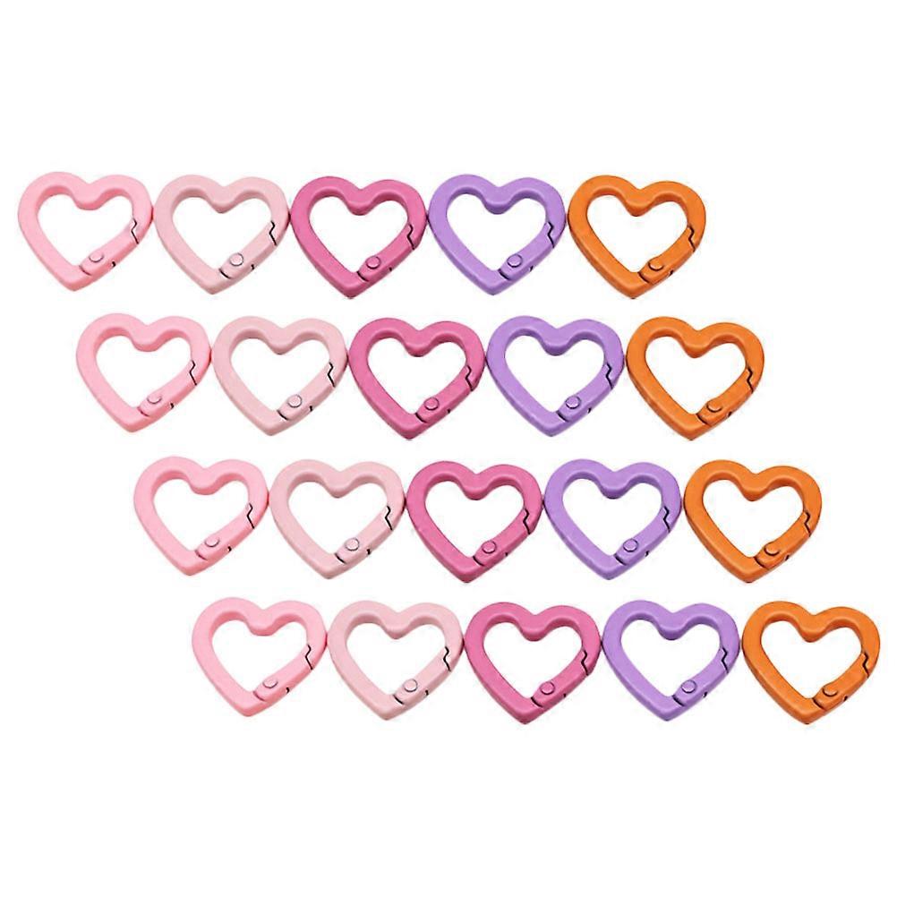 Spring Snap Hooks Metal Heart Shaped Clips for Backpacks Zinc Alloy Assorted Color Snap Closing Diy Accessories 20Pcs