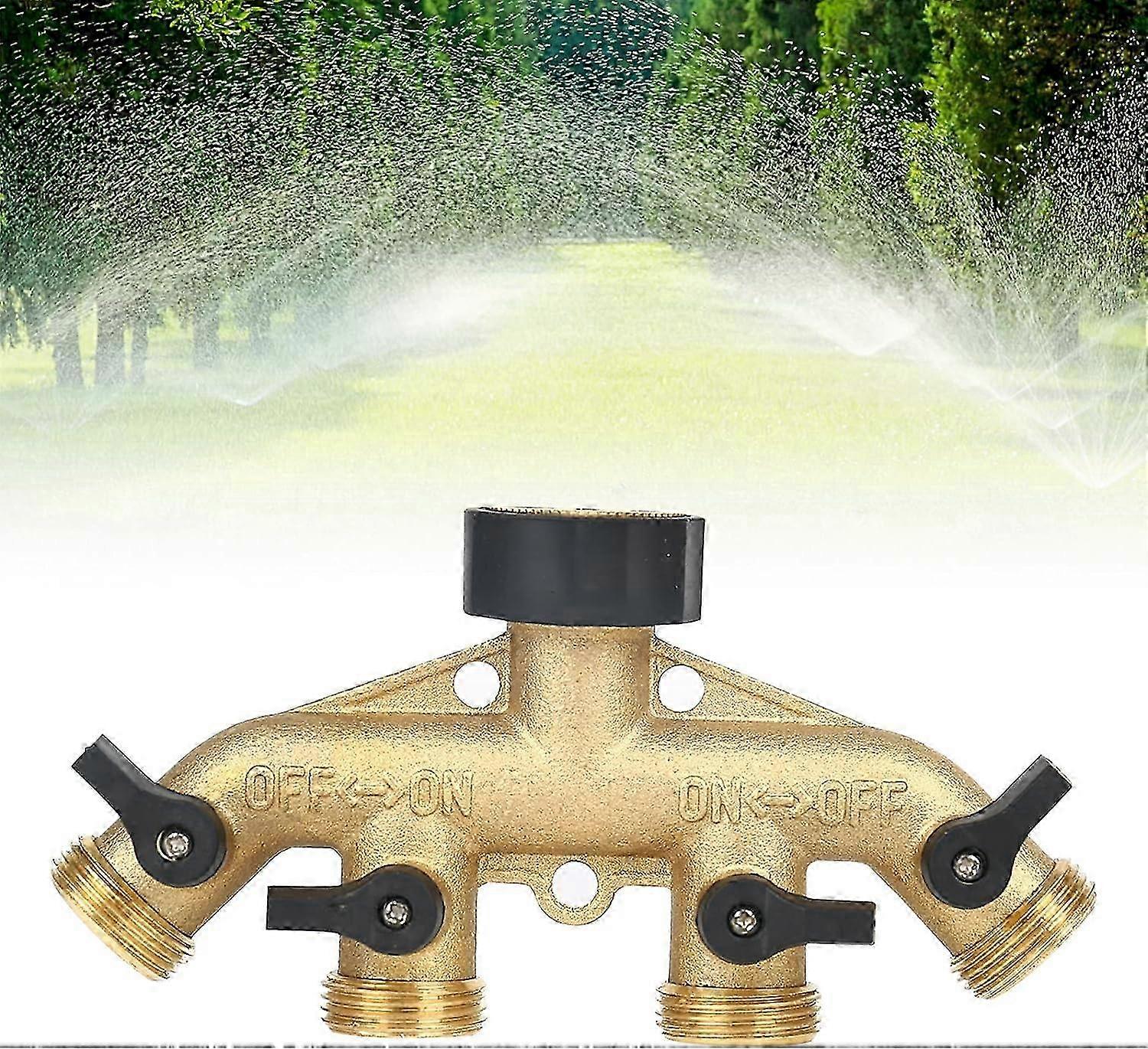 Adjustable water flow distributor for garden faucets with lockable valves
