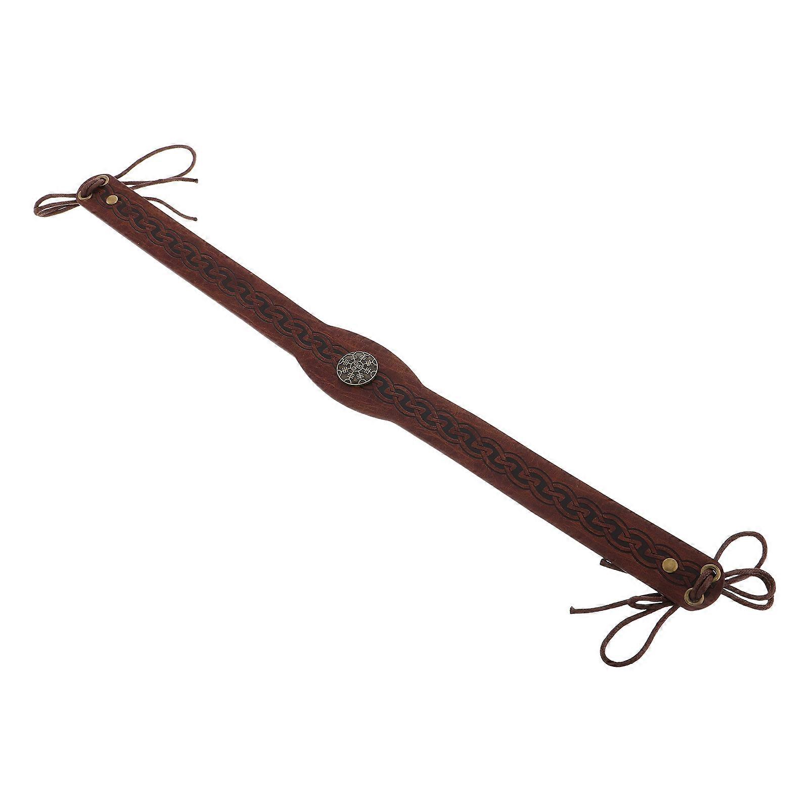 Viking Headband Retro Medieval Headpiece for Party Use 2Pcs Brown PU