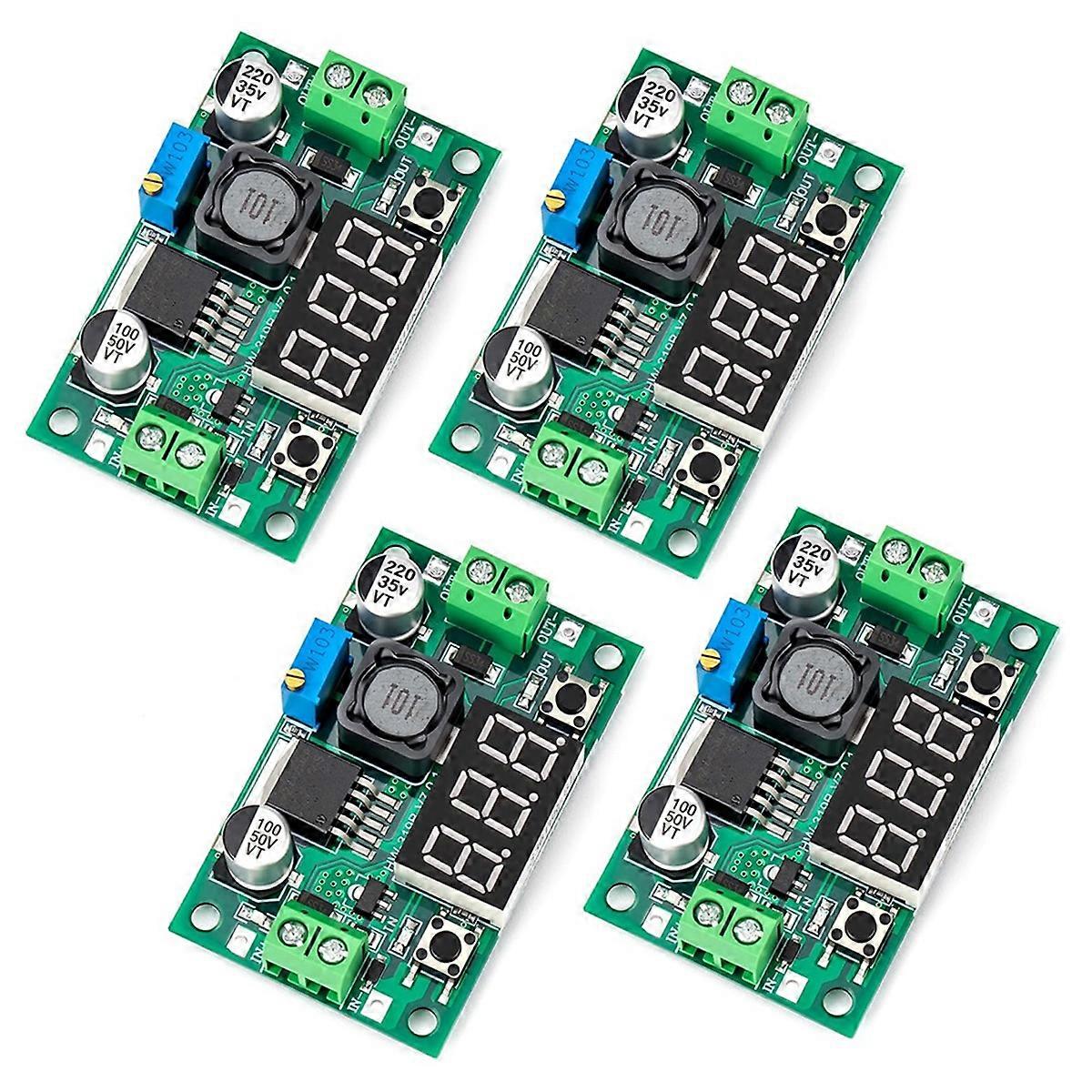4-Pack DC-DC Buck Converter with LED Voltmeter Display, Adjustable 4-40V to 1.25-37V