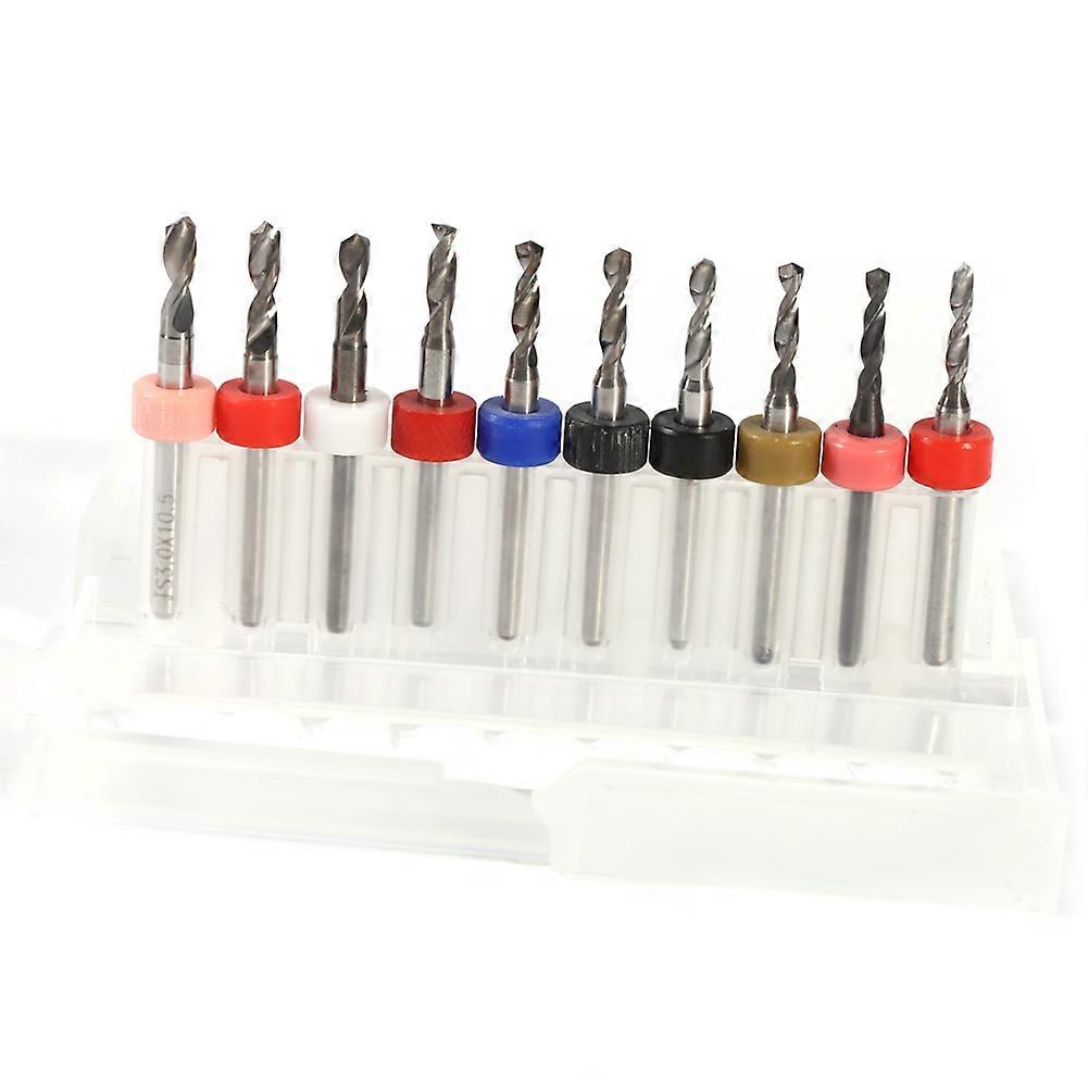 10pcs 2.1-3mm Mini PCB Drill Bits Cemented Carbide CNC Drill Bit Set