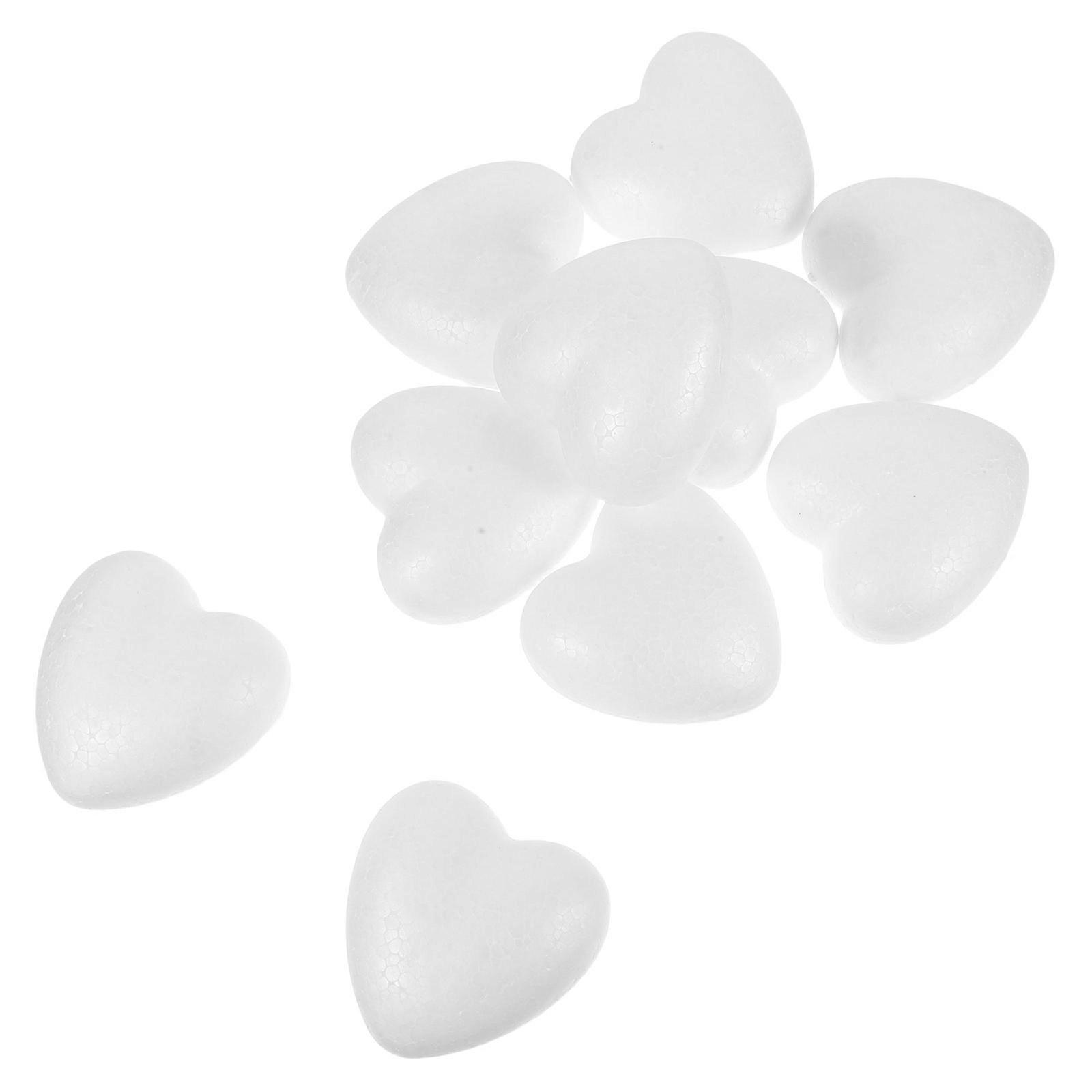 Heart-Shaped Balls Hearts for Craft Use 60Pcs White Polystyrene DIY