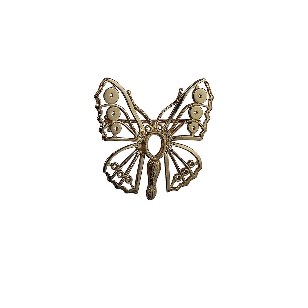 9ct Gold 32x31mm Butterfly Brooch