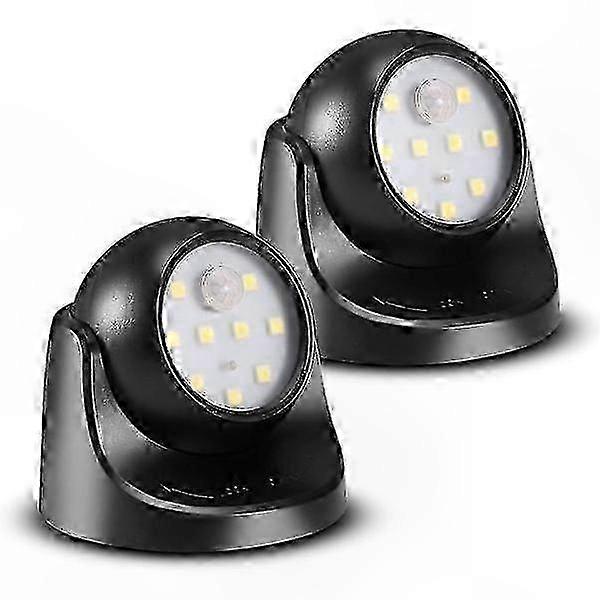 Cool White LED Wall Lamp with Motion Sensor, 6000K Waterproof Wireless Battery Operated, Auto On/Off, 2 Pack