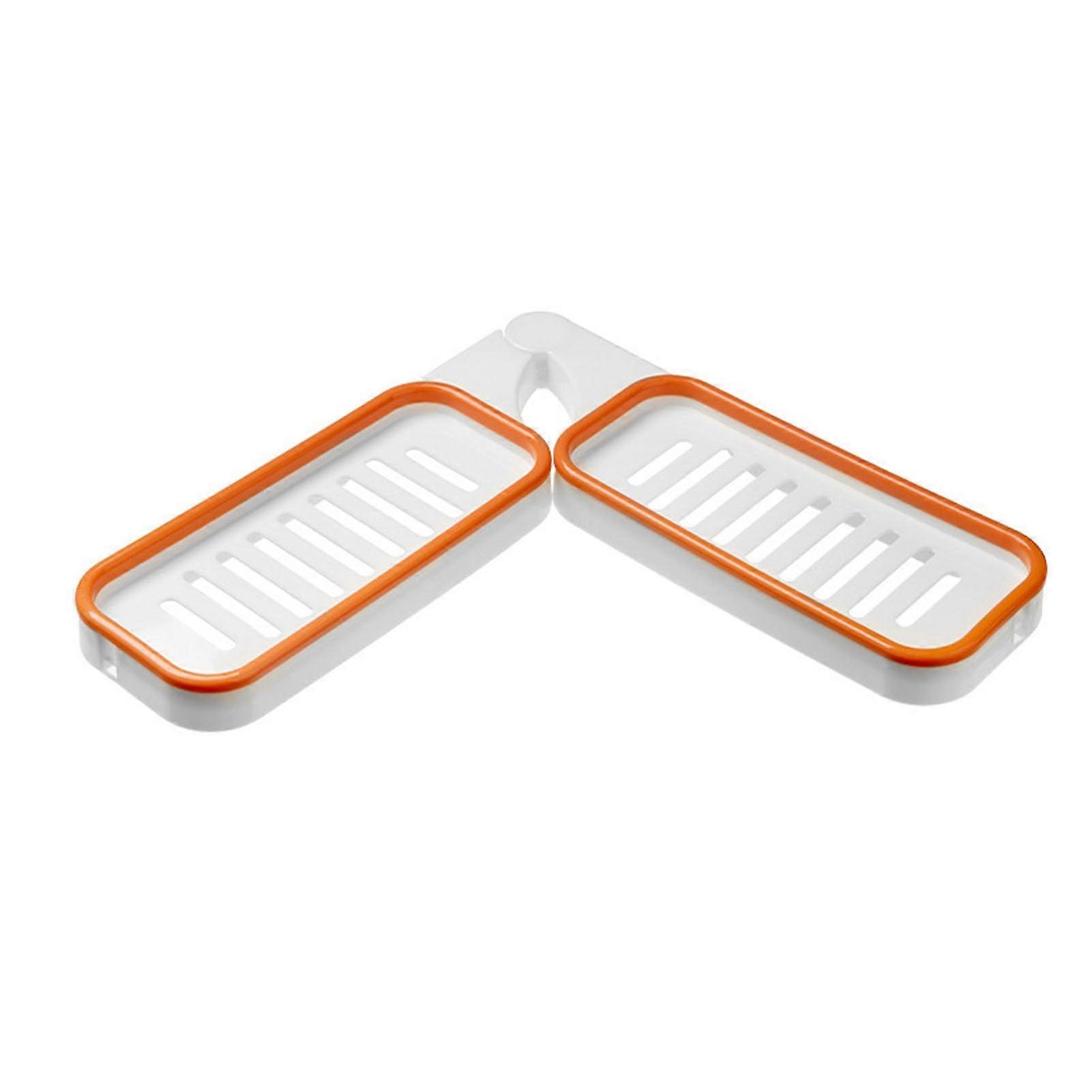 Foldable Rotatable Bathroom Corner Shelf Waterproof Rustproof Efficient Drainage Easy Install White Orange