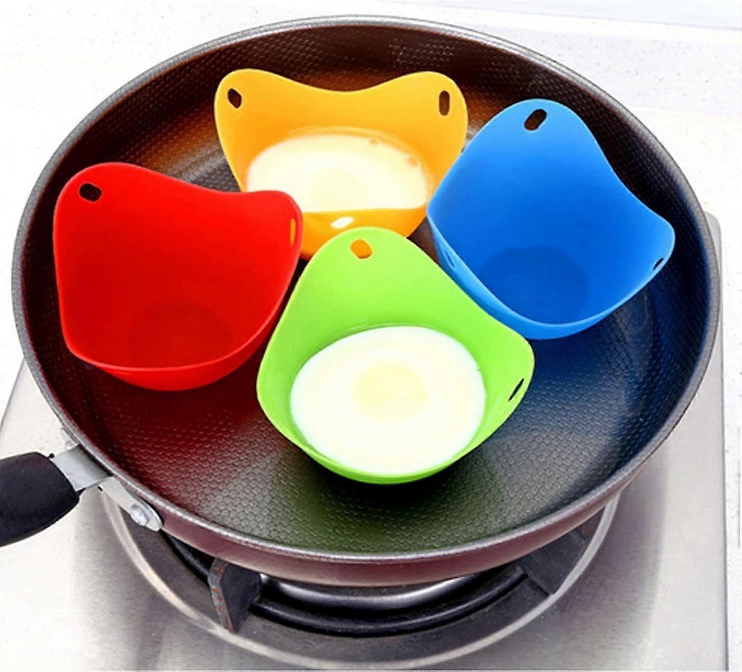 Egg Poacher - 4 Pack Egg Cooker Set Non Stick Silicone Egg Poaching Cup Poached Egg Cooker Perfect Poached Egg Maker Eggs Boiler Molds Egg Tray for Mi