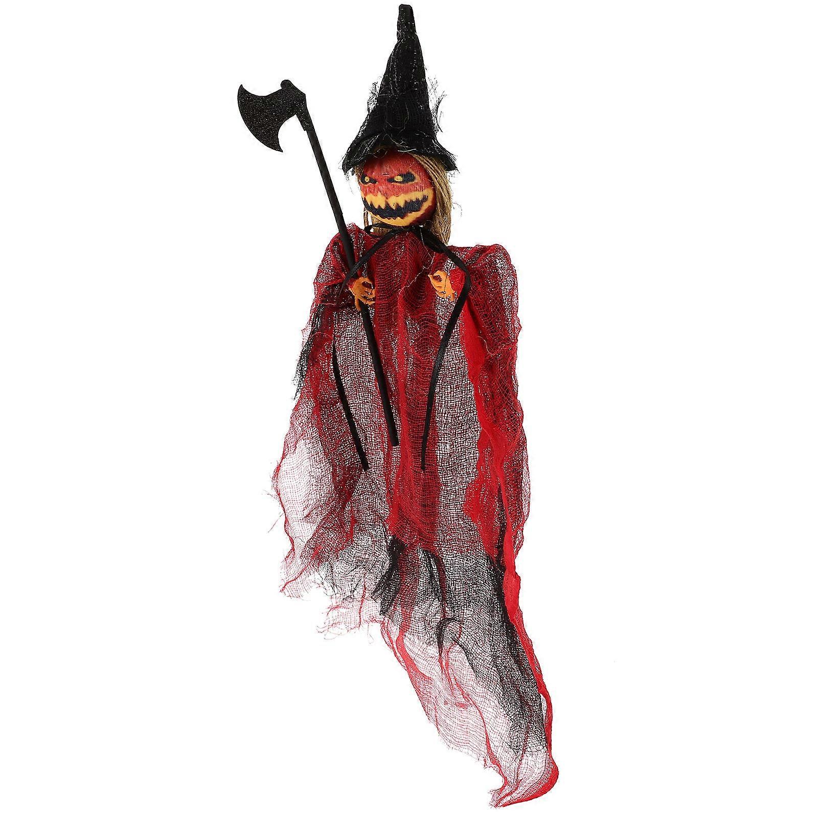 Delicate Ghost Figurine Pendant for Halloween Party and Haunted House in Red Polyester and Non Woven Cloth for Visual Impact 1Pcs