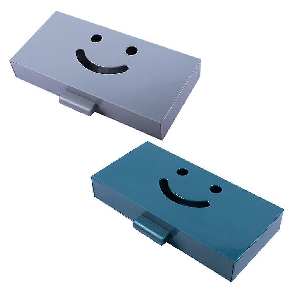 Office Table Bottom Organizer Hidden Storage Box for Desktop 4Pcs Blue