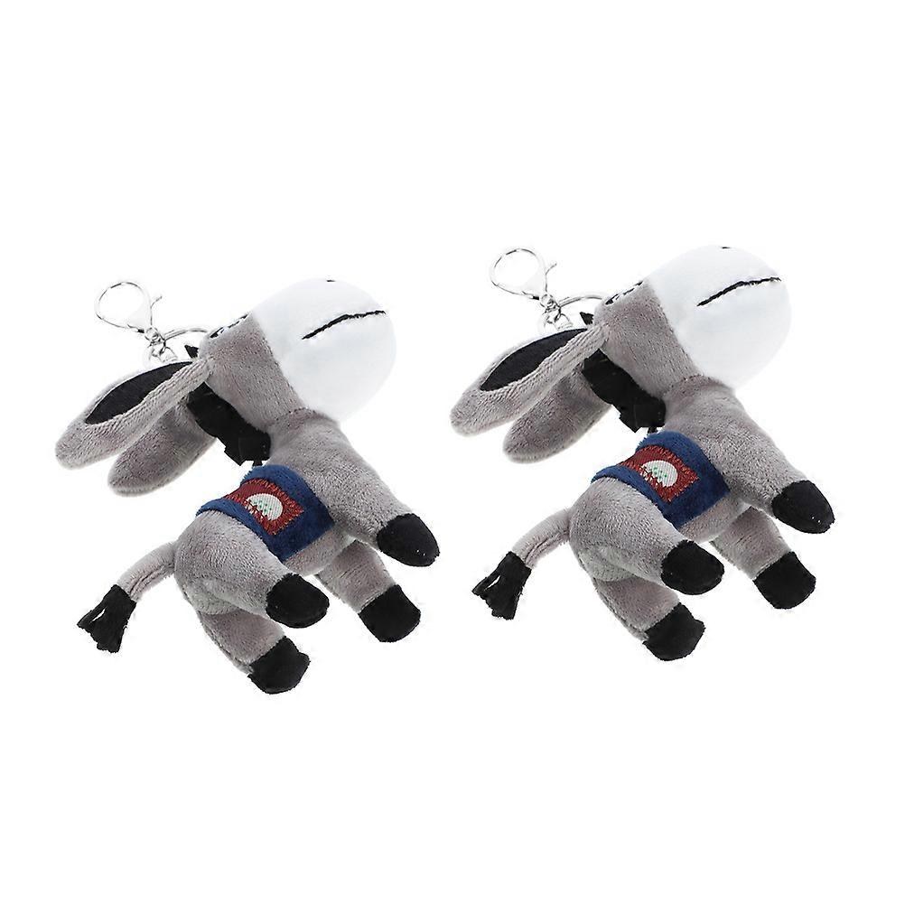 Plush Donkey Animal Keychain Soft Stuffed Toy Charm 4Pcs for Daily Use