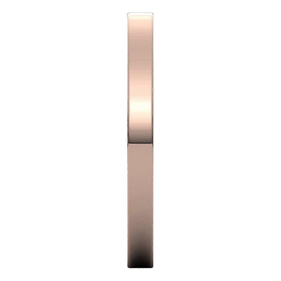 Anel de ouro rosa 14k com faixa plana de 2 mm - 6 anéis para mulheres e homens