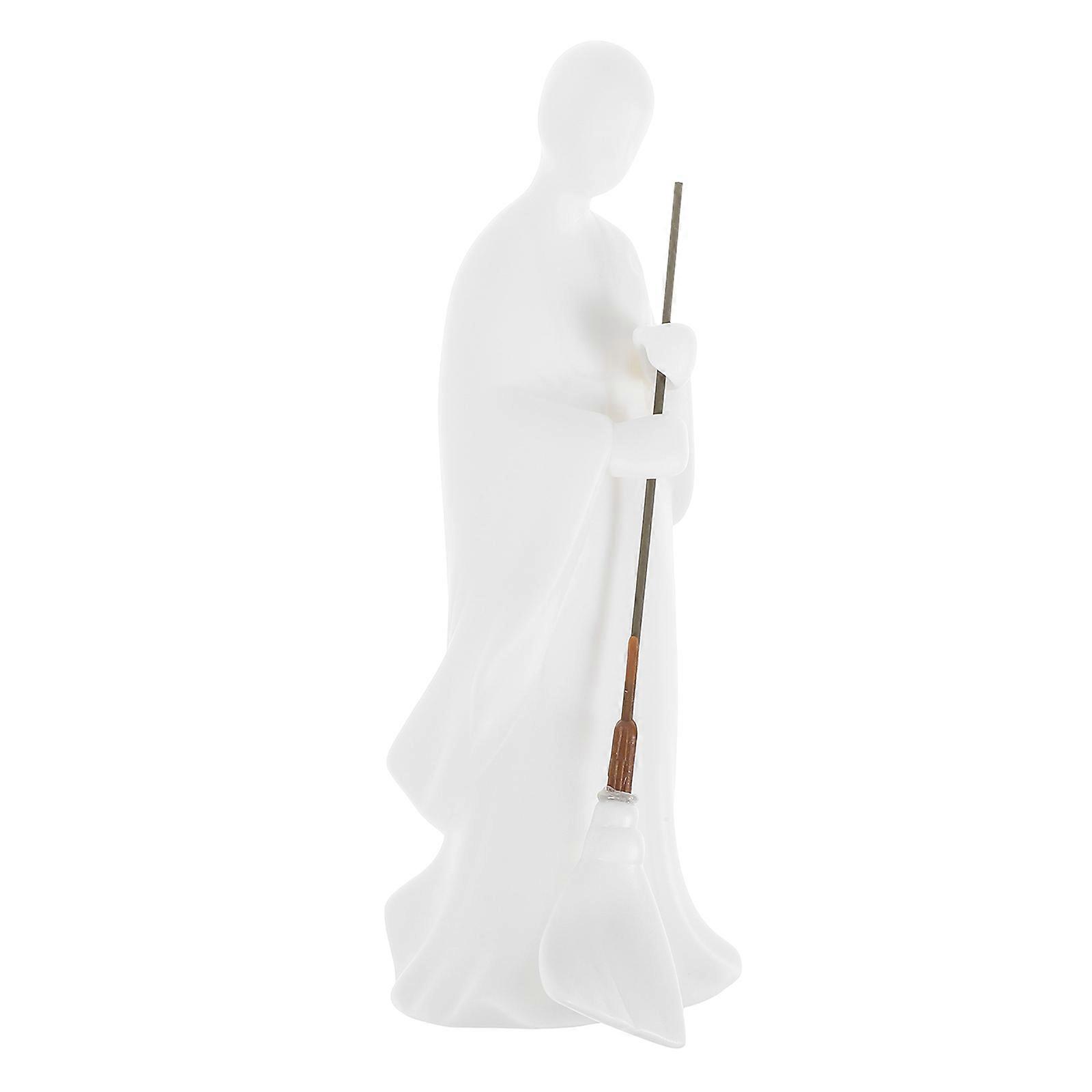 Creative Desktop Decor Ceramic Pottery Sweeping Monk for Desktop 5Pcs