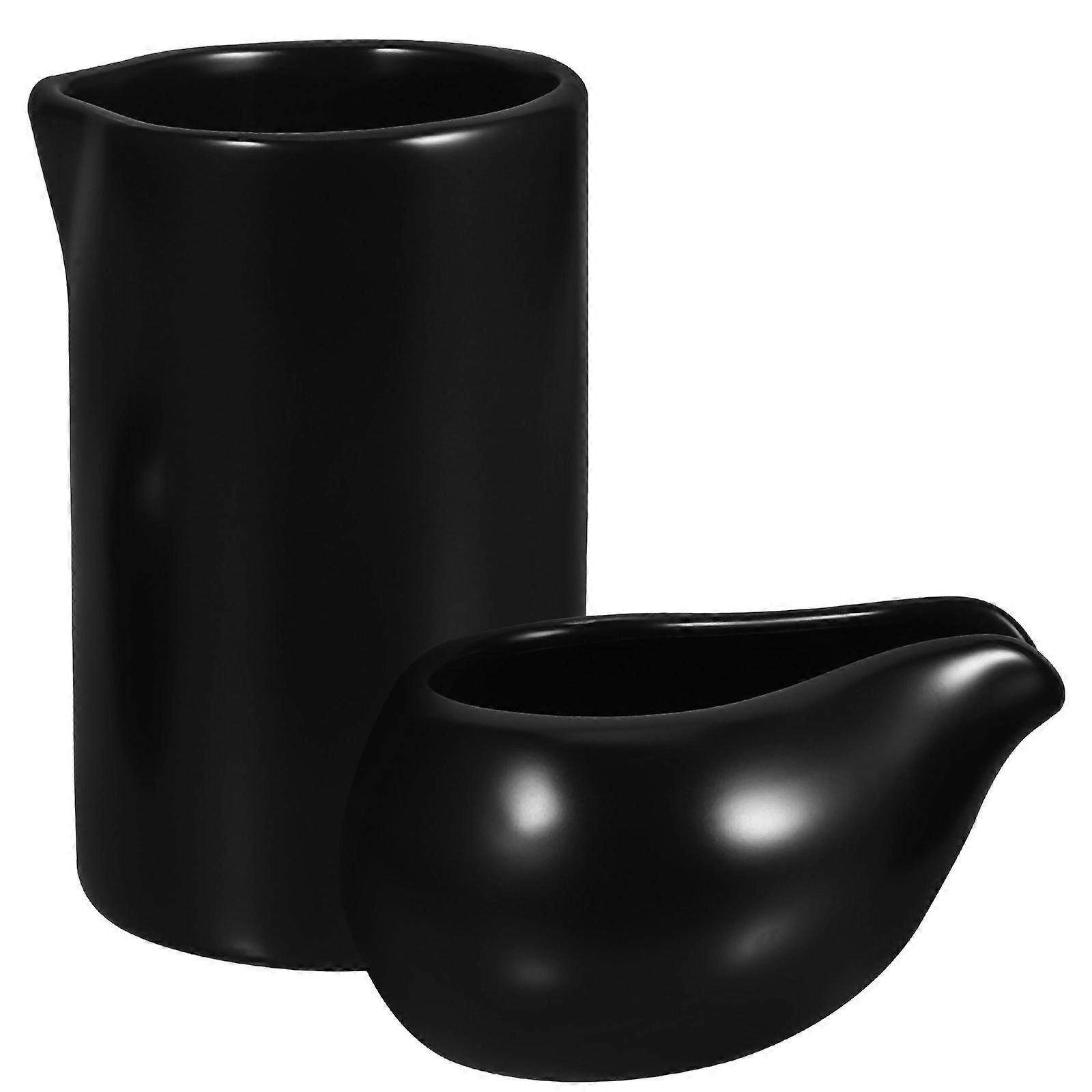 Black Ceramic Milk Jugs with Sauce Pitchers for Home Use 3Sets