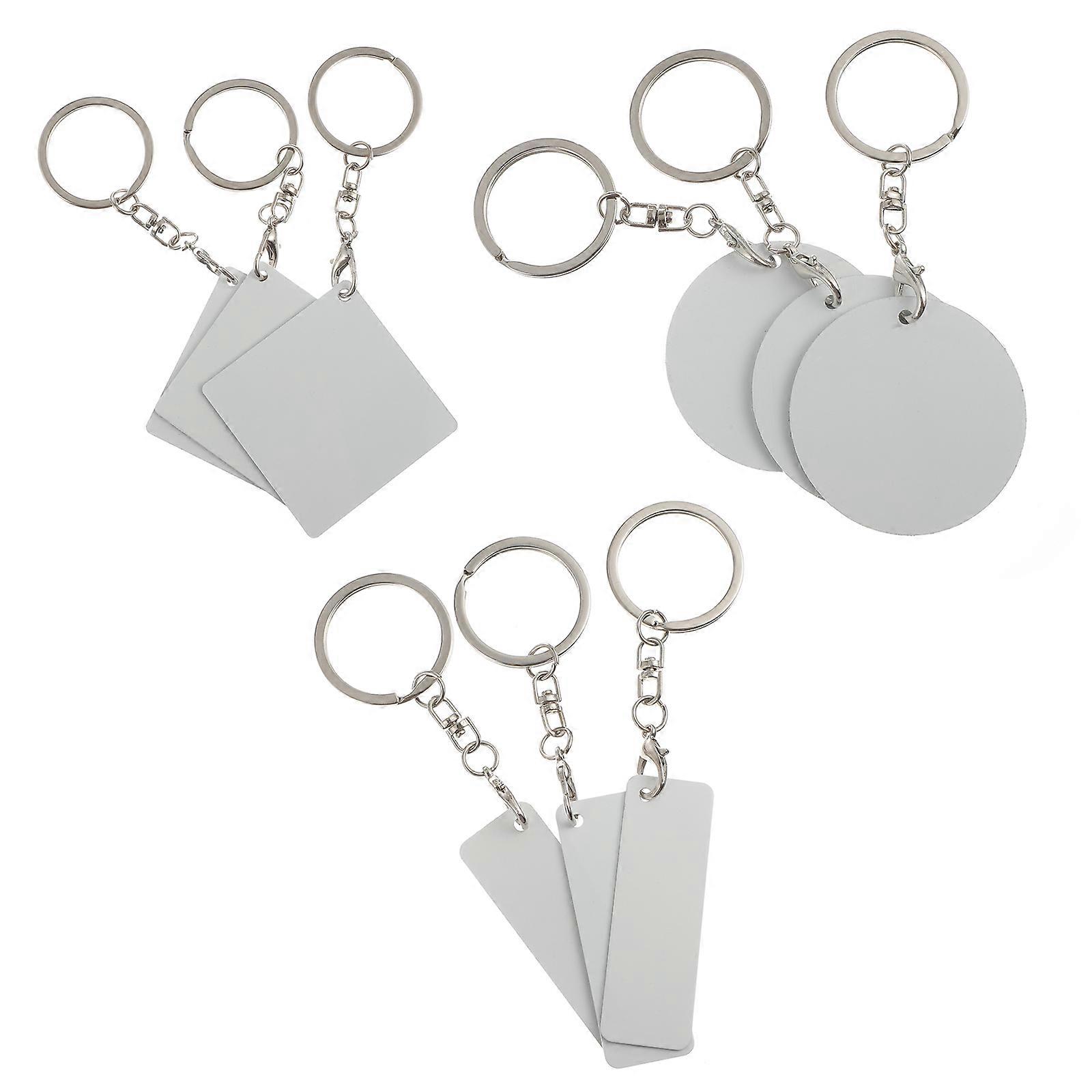 Sublimation Key Chains 9Pcs Heat Transfer Key Chain Pendants White Metal For Daily Use