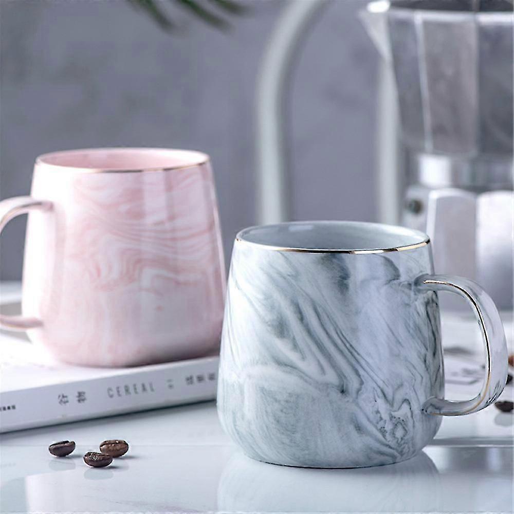 Luxury Marble Pattern Ceramic Mug Gold Plated With Handle Mugs