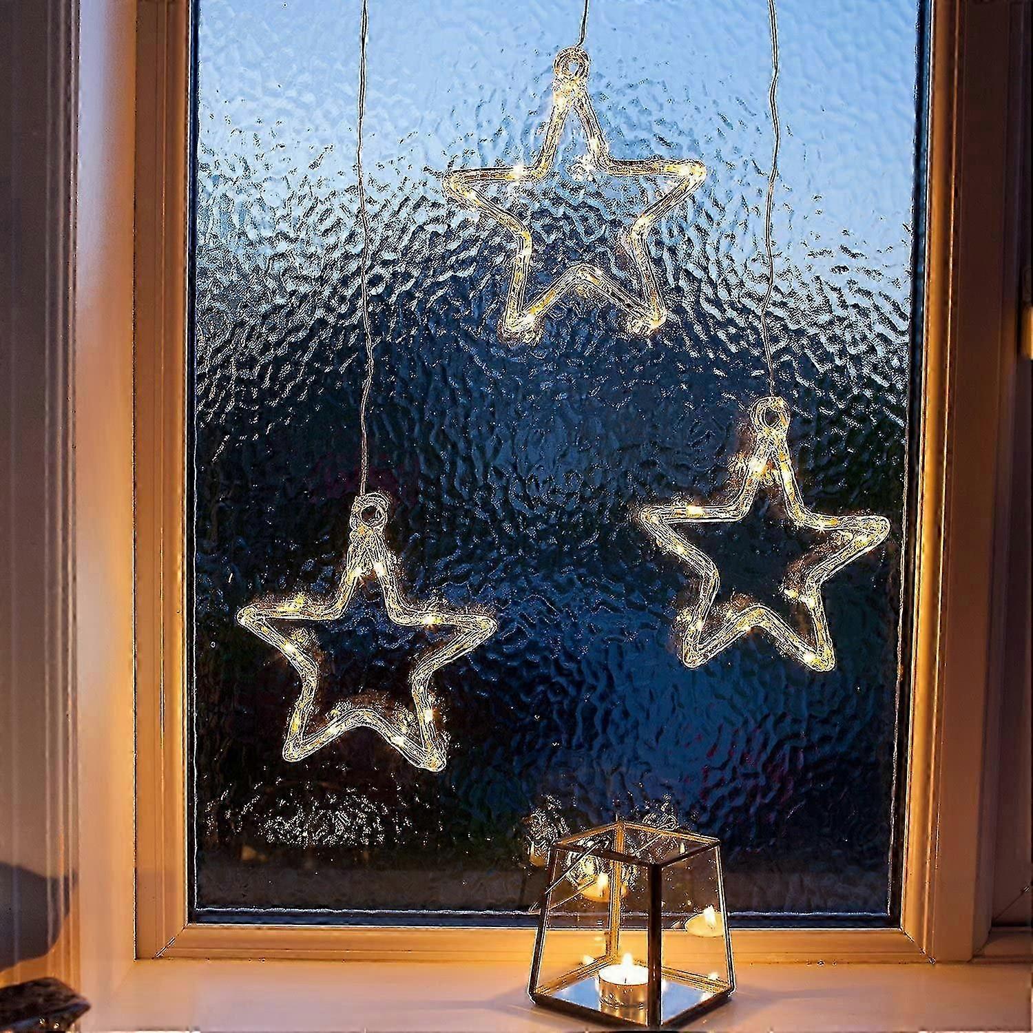 Led Star Window Decoration Christmas Decoration Timer Battery Operated