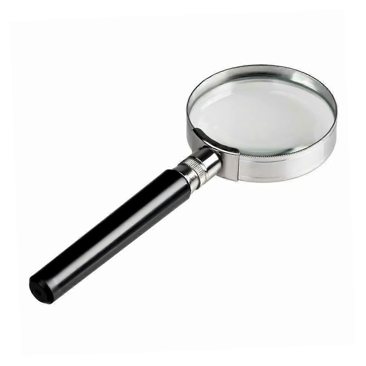 Handheld Magnifying Glass 50mm Portable Magnifier Black Plastic Handle For Reading Jewelry And Science