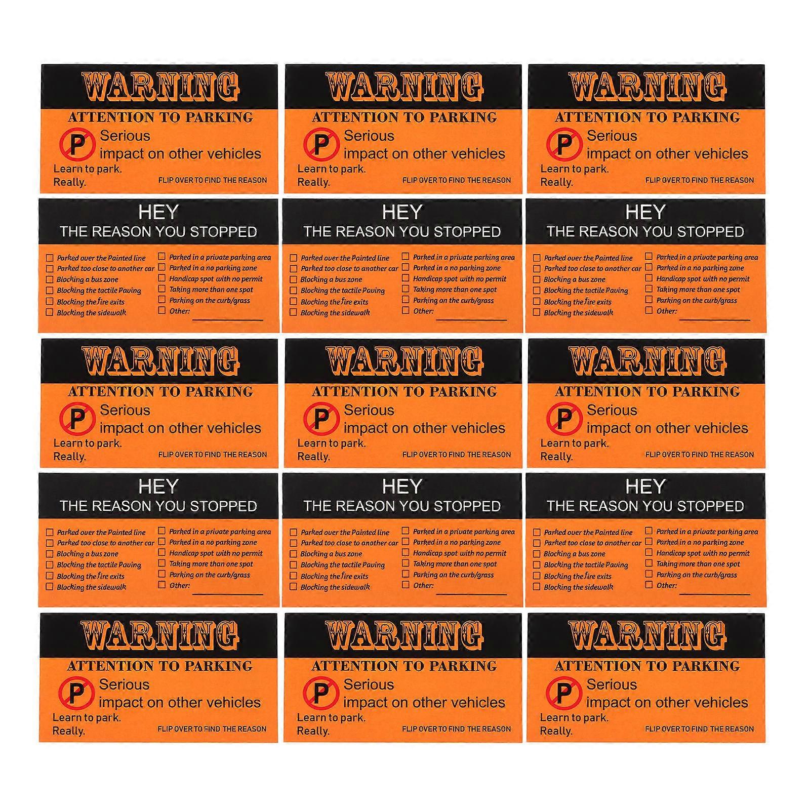 Bad Parking Warning Card Paper for Warning 100Pcs Clear Message Label