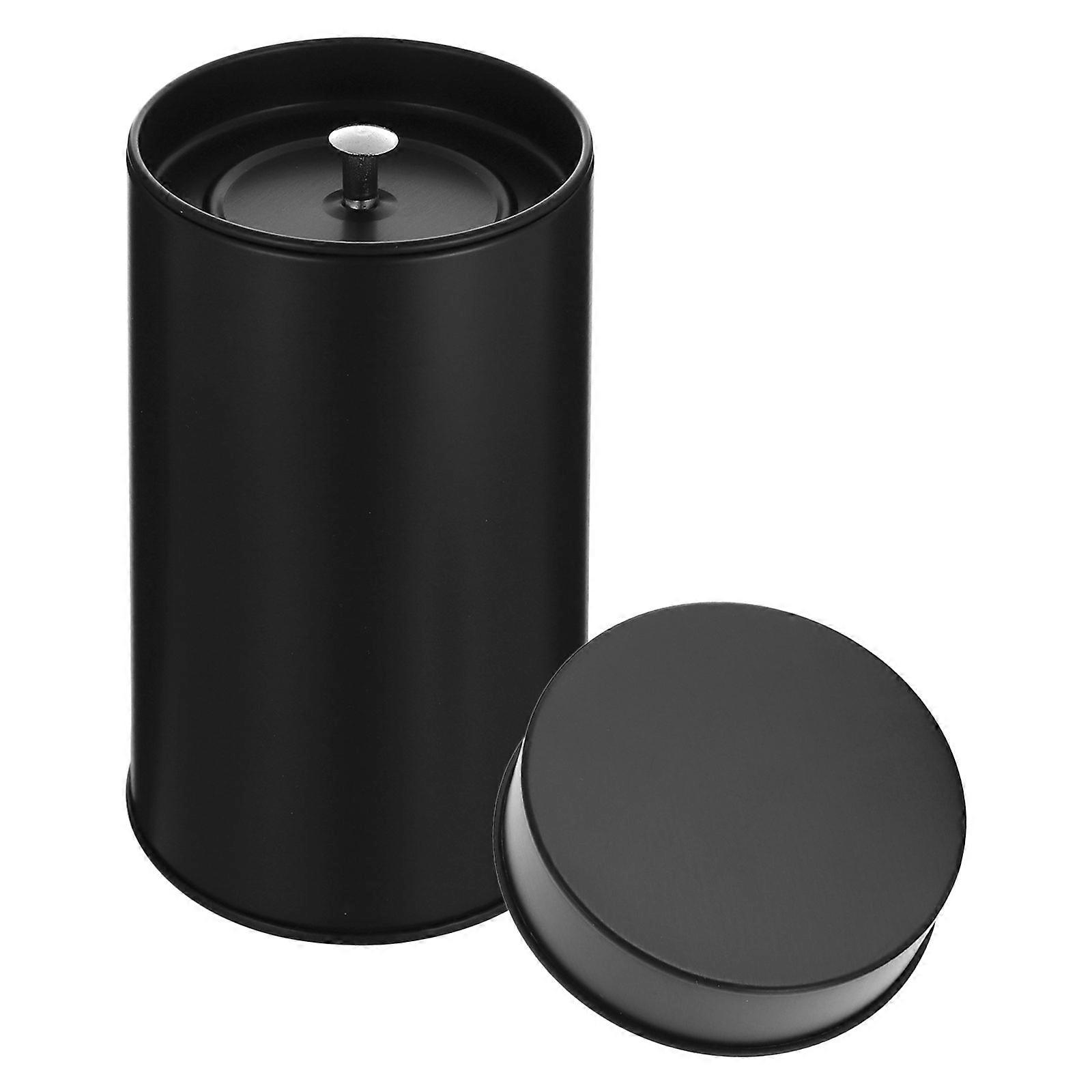 Tea Canister Storage Accessory 4Pcs With Sealing Function For Kitchen Use Black Tinplate Container