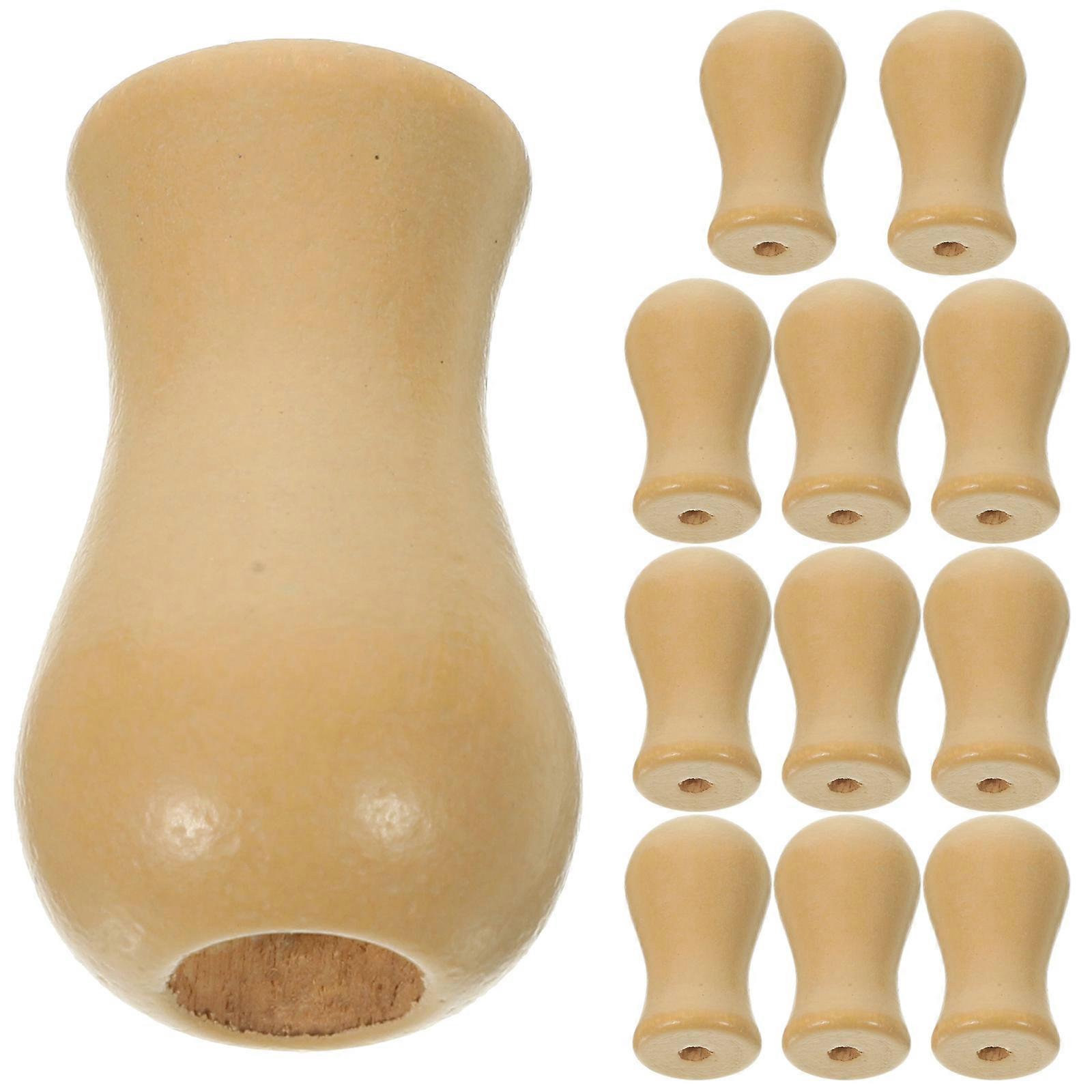 Window Blind Pull Cord Knobs 12Pcs Beige Wood Pulls for Curtains Easy DIY for Decoration