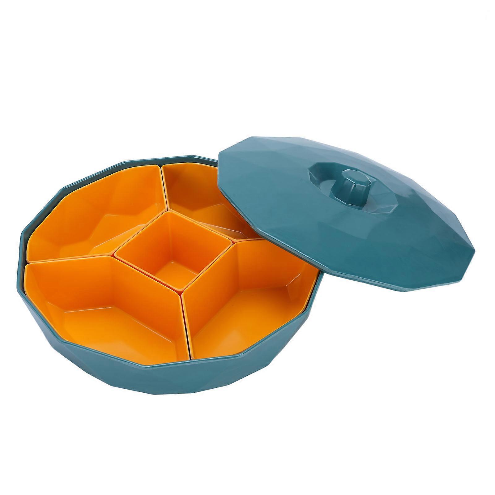 Snack Serving Tray 5 Compartment Round Plastic Organizer 1570g