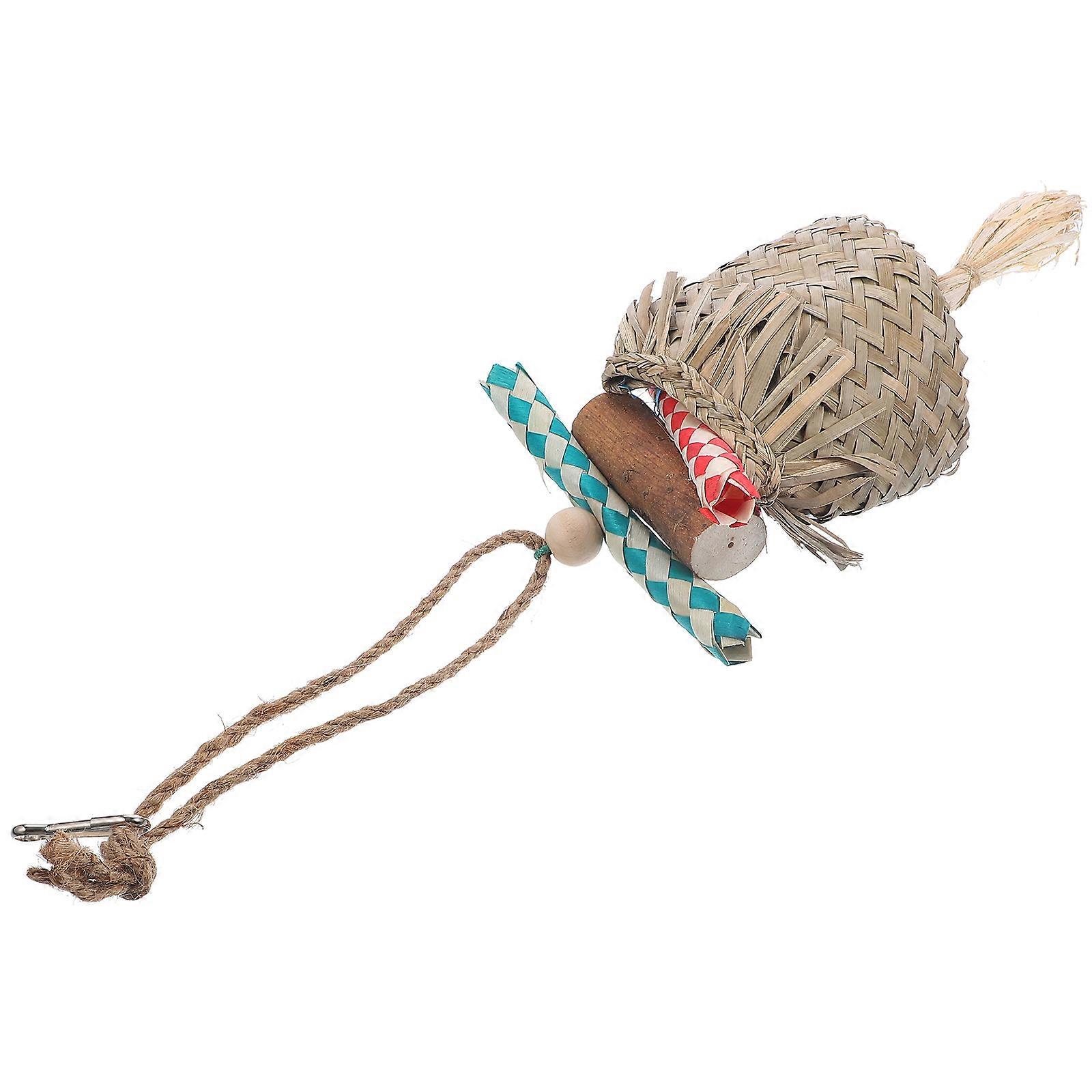 Bird Foraging Hanging Parrot Toy 4Pcs Natural Wood Chew Toy Set