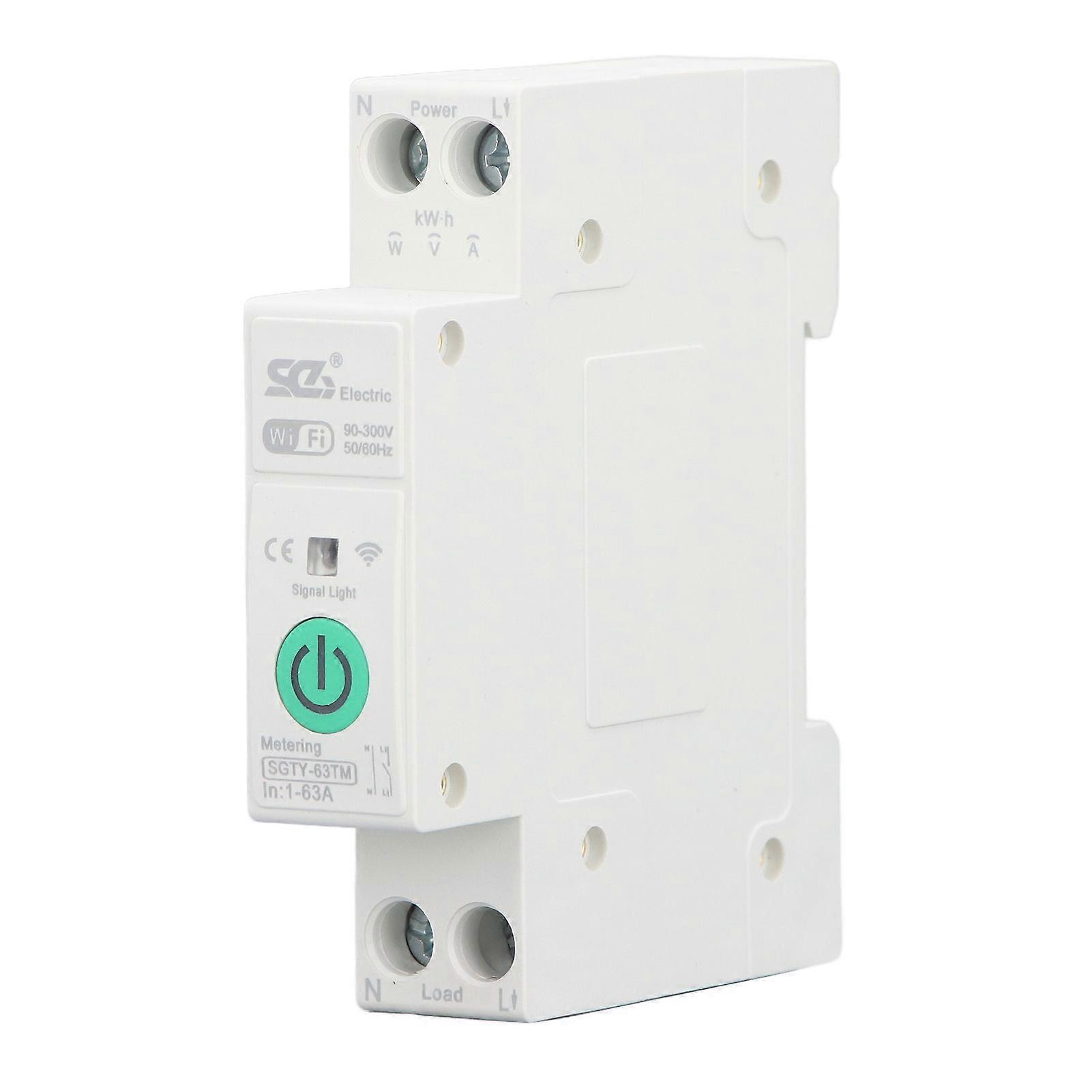 WIFI Metering Circuit Breaker APP Voice Control Power Consumption Monitoring Smart Home Switch with Timing AC90300V 63A