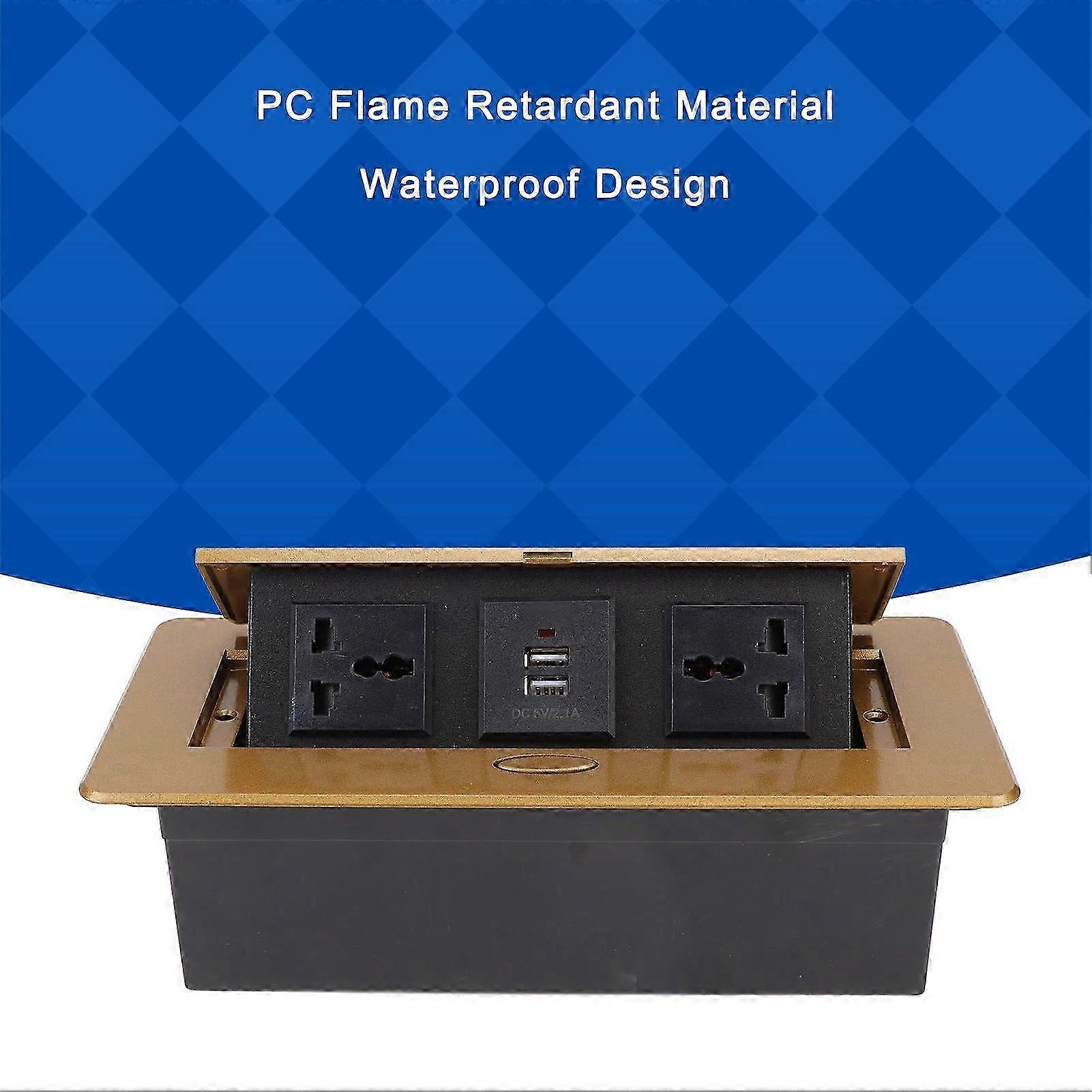 Hidden Pop-up Socket J29L Dual Three-Pin Dual USB 250v Gold