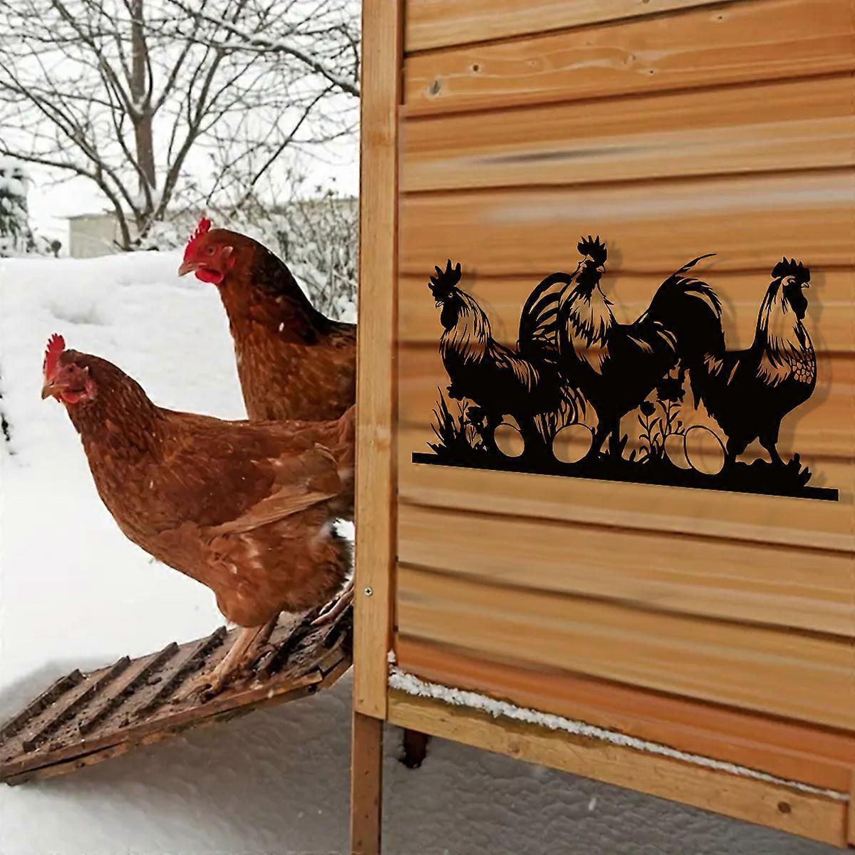 1PC Black Chicken Hanging Metal Wall Décor for Home Interiors