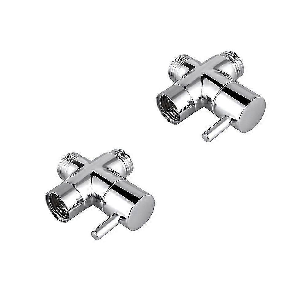 2Pcs Solid Brass 3-Way Valve G1/2 Hand Shower Shower Components Universal Fitting, Chrome
