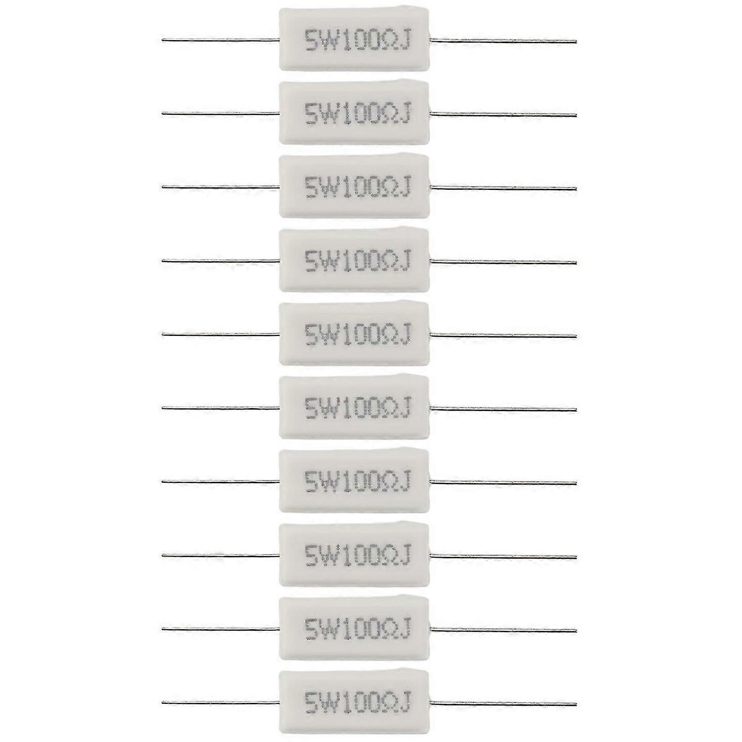 10x Tel Sarımlı Seramik Çimento Dirençler 100 Ohm 5W Watt %5