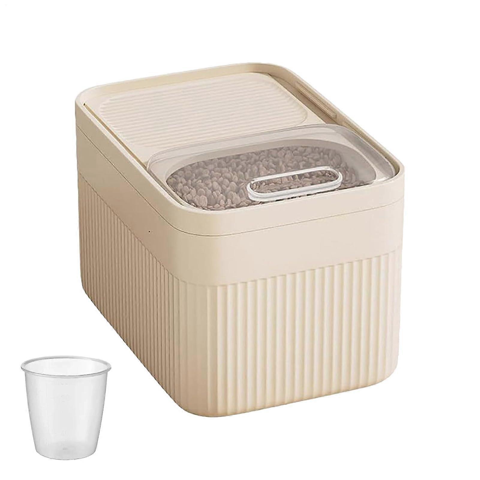 Rice Containers Large Capacity With Measuring Cup Dishwasher Safe Medium Size Pet Food Keeper Box For Cereal Flour Snack