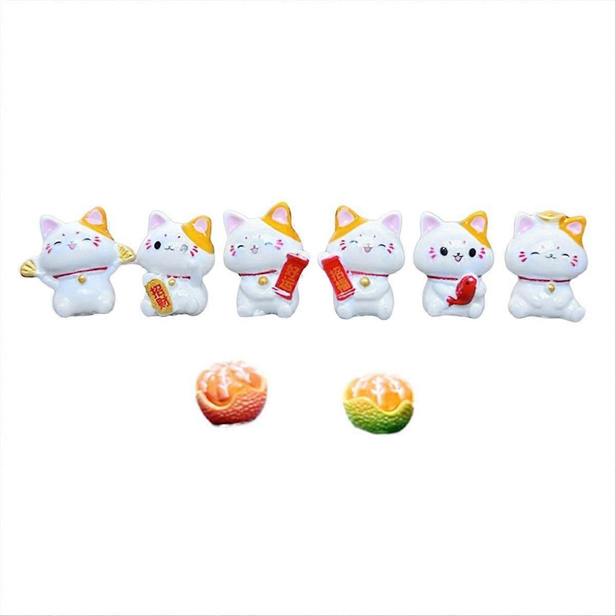 Lucky Cats Ornaments Wealth Cats 8Pcs Figurines Set for Desktop
