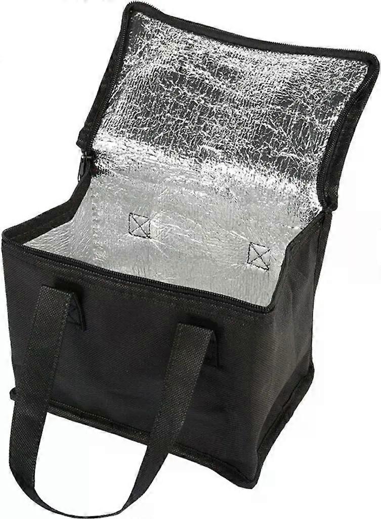 Cooler bag black 28x17x14 cm, insulated with warming function, foldable for