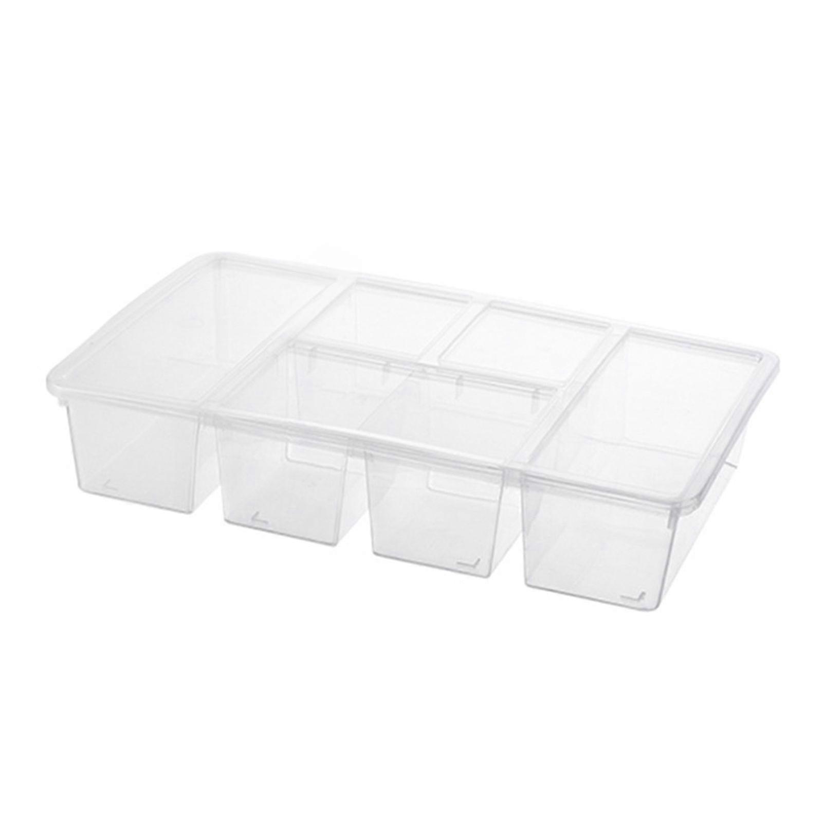 Jikaixiang 1/2Pcs Food Storage Boxes Reusable Snack Containers with Lids 5 Compartments BPA Free Dishwasher Safe Transparent Divided Snack Boxes